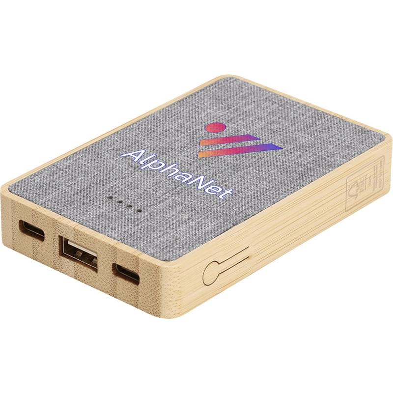 Dual Port Bamboo/rPET Powerbank 5,000mAh