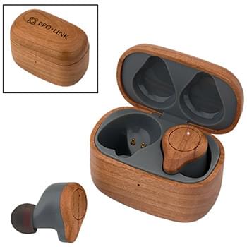 Cherry Wood TWS Wireless Earbuds and Charger Case